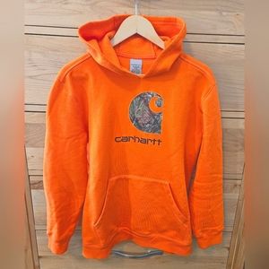 Boys Carhartt blaze orange & camo hoodie